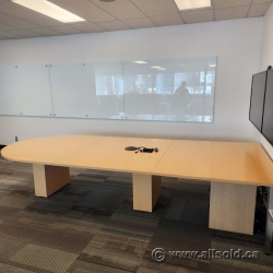 12' Maple Peninsula Boardroom Conference Table w/ Rounded Bullet